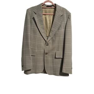 CLEARANCE Vintage Men's 1970s Fashion Bar Colorado Beige Plaid Blazer - Size M